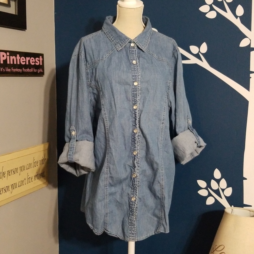 EUC Denim Rue 21 Button Down Shirt - Picture 2 of 6